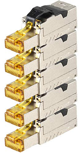 1aTTack.de 5 x CAT 8-5 x prise réseau RJ45 prise RJ45 sans outil boîtier métallique blindé CAT8 40Gbit s compatible avec Cat5 Cat6 Cat7 5 pièces prise Cat8 prise Cat8