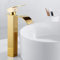 Grifo de baño para lavabo en cascada mezclador para lavabo grifo alto de apoyo moderno de latón (dorado)