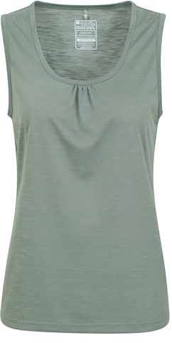 Mountain Warehouse Agra Slub Womens Vest - Lightweight Ladies Tank Top, Breathable Cami, Easy Care Tee Shirt - for Holidays, Travelling, Picnics, Walking Khaki 12