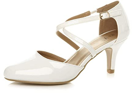 AJVANI mid high heel strappy crossover wedding sandals shoes size 8 41