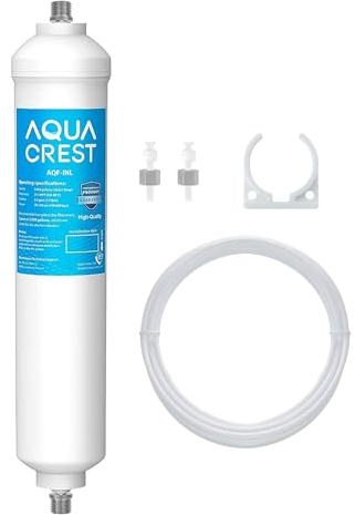 Aquacrest 5 Jahre Kapazität – Inline-Wasserfilter für Kühlschrank mit 1/4-Zoll-Direktanschluss-Armaturen, ideal für Eismaschine, Kühlschrank, Umkehrosmoseanlage unter der Spüle