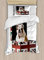 ABAKUHAUS Englische Bulldogge Bettbezugs Set für Einzelbetten, Patriotic Dog, Milbensicher Allergiker geeignet mit Kissenbezug, 130 x 200 cm, Mehrfarbig Rot