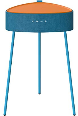 Fontastic „Mesu“ Bluetooth Lautsprecher, Stylische Musik-Box mit Freisprecheinrichtung und Wireless Ladefunktion, Speaker bis zu 6h kabellos Musik hören, Multifunktions-Tisch Schwarz (Blau)