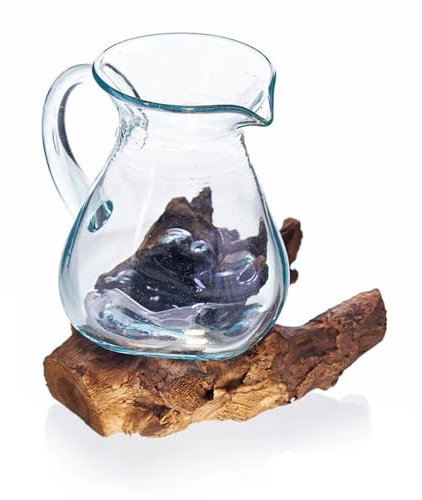 Ancient Wisdom Molten Glass on Wood- Water Jug