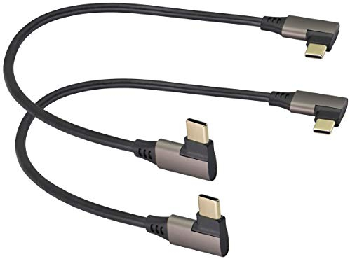 AAOTOKK USB C vers USB C 3.1 Câble Gen 2(3A) Angle Droit USB 3.1 Type C Mâle vers Mâle D'extension Câble Charge rapide Compatible pour Google Pixel 4 3 XL,Samsung Galaxy,MacBook(0.3M/2Pack)