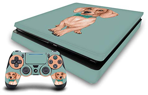 Head Case Designs Offizielle Barruf Dachshund, der Wiener Kunst Mix Vinyl Haut Gaming Aufkleber Abziehbild Abdeckung kompatibel mit Sony Playstation 4 PS4 Slim Console and DualShock 4 Controller