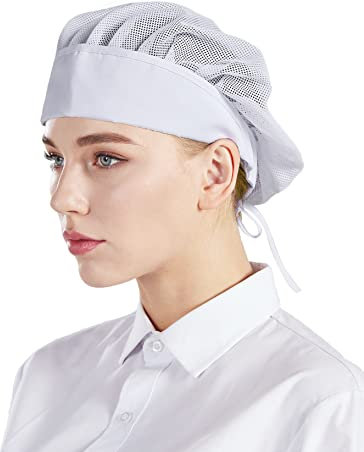 Nanxson 3 Piezas Gorro de Chef Gorro de Cocina Servicio de Alimentos Redes para el Cabello Gorro de Chef de Cocina CF9060 (Red Blanca)