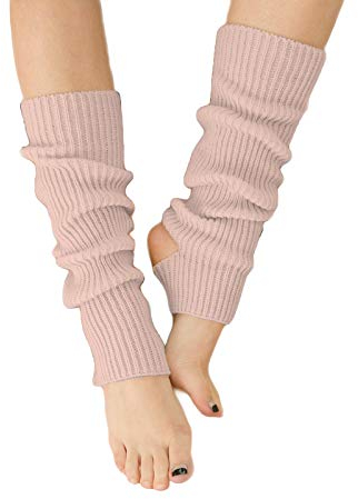 Awocan gestrickte Ballett-Beinstulpen für Mädchen/Damen, extra weiche, lange Beinstulpen für Yoga, Tanzen, Winter, Nudepink, Einheitsgröße