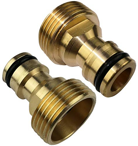 AERZETIX - Kit/Set di 2 Adattatori maschio 3/4'' - Attacco rapido per rubinetto - Filettatura esterna - Naso del rubinetto - Accessori/Giardino/Idraulico/Strumento di irrigazione - Ottone - C47449