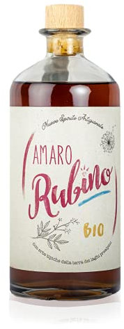 Amaro Rubino Bio, liquore biologico a base di miele ed erbe, aperitivo e digestivo, bottiglia da 700 ml