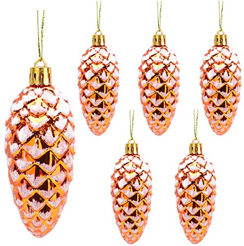 Christmas Concepts® Pack of 6–90mm Shiny & Glitter Decorated Pine Cone Baubles – Christmas Tree Decorations (Copper)