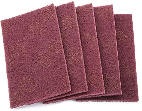 Estropajos, 5pcs/set Estropajo Estropajo Estropajo industrial Estropajos abrasivos para acabado(120 * 195 * 8mm-rojo)