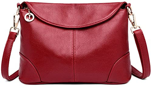 DORRISO Femmes Sac à Main Élégant Bandoulière Sacs Femme Imperméable Messenger Sac Travailler Voyage Décontracté Quotidien Cuir PU Sac Bandoulière Rouge