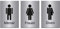 3er Set-Männlich-Weiblich-Divers-Toilette-Dritte Geschlecht-Toilettenschild-150 x 100 x 3 mm-Schild-Designschild-Aluminium-Edelstahloptik-Hinweisschild (1905-49-50-109 mit Klebepads)