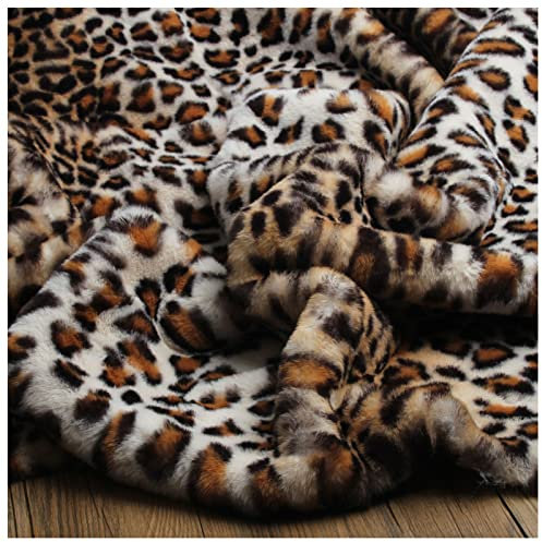 Hjb Shaggy Kunstpelz Stoff Fellimitat Stoffe Tier Leopard Print Kunstfell 160x50cm Weicher Kurzflor zum Nähen, Kostüm, Decken, Cosplay, Sitzkissenauflage(Color:mischfarbe)