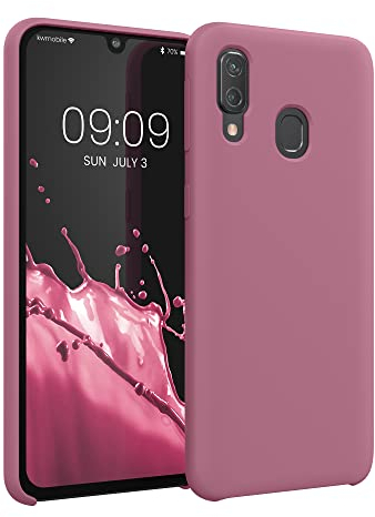 kwmobile Hülle kompatibel mit Samsung Galaxy A40 Hülle - Silikon Handy Case - Handyhülle weiche Oberfläche - kabelloses Laden - Dark Rose