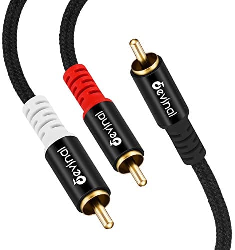 Devinal RCA Y Cable, RCA/Phono Y Splitter, Male to 2 Male Y Adapter, Subwoofer Cable Gold Plated for Subs/Amp/Home Theater/Receivers 10Feet/3M