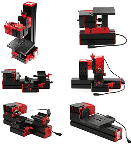 HUIOP Mini Fai-da-Te 6 in 1 Multi-Funzionale trasformatore motorizzato Macchina Multiuso Sega Circolare Grinder Foratura tornio in Metallo tornio di Legno Foratura levigatura tornitura fresatura Sega