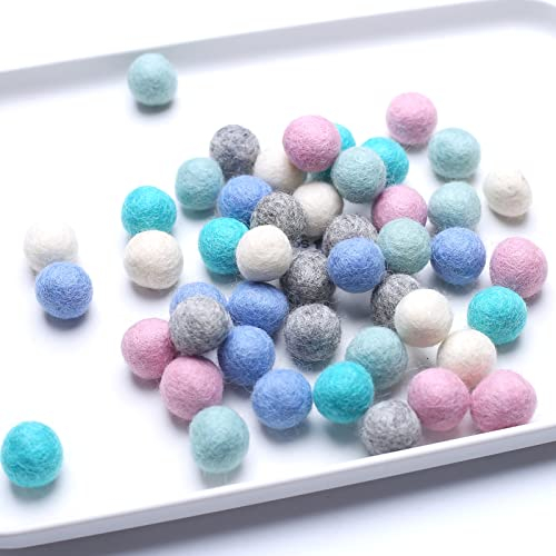 YIEUR 48pcs Filzkugeln Perlen Set Pastell Pompom Wolle Set 2cm Wollfilzkugeln Bunt Pom Poms Für DIY Handgefertigt Wollfilz Dekorationen und Geschenk (6farbe-hell)