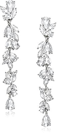 EVER FAITH Strass Kristall Kronleuchter baumeln Ohrringe Art Deco Marquise Teardrop lange Tropfen Ohrhänger für Damen Braut Hochzeit Prom Klar Silber-Ton