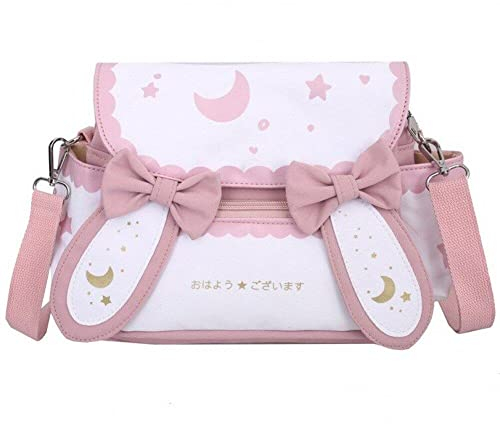 Wudaizhi Frauen Umhängetasche Süße Schleife Mond Stern Druck Schultertasche Teenager Lolita Messenger Taschen Japanische Handtasche