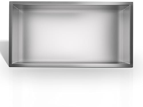 Balneo WALL-BOX ONE Doccia a Nicchia a Parete in Acciaio Inox per Il Bagno Nicchia per Doccia 60x30x10cm, Impermeabile, Nicchia per Utensili da Bagno, Senza Piastrelle