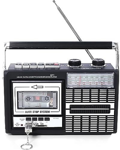 CYTBEK Boombox Portatile a Cassette, Boombox Bluetooth con Lettore di Cassette e Altoparlante Radio AM/FM e Jack per Auricolari, Stile Classico Anni '80 con Tecnologia Moderna