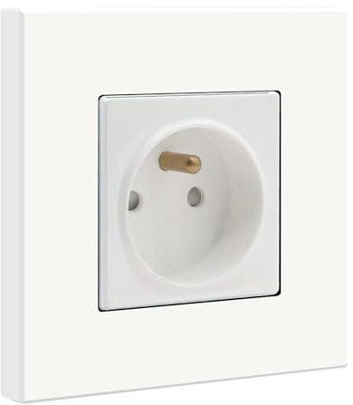 BSEED Prise Murale, 16A Single Prise De Courant Alternatif avec Panneau En Plastique, Prises Électriques Standard, 240V Prise Encastrable(1 Prise, Blanc)