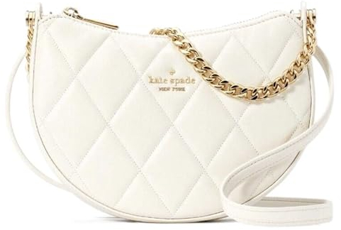 Kate Spade New York Carey Damen Crossbody-Tasche aus glattem Leder, gesteppt, Reißverschluss oben, pargament