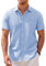 COOFANDY Shirts for Mens Casual Shirt Short Sleeve Dress Shirts Oxford Summer Shirt Business with Checked Collar Lightweight Chambray 3XL