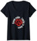 Keep Calm Emily is Here, lustiges Design mit Namen Grunge Rose T-Shirt mit V-Ausschnitt