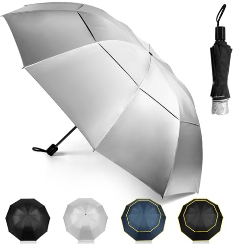 Kalolary 47 Pulgadas Paraguas de Golf Compacto con Protección UV, Paraguas Extra Grande de Gran Tamaño con Doble Toldo Ventilado Resistente al Viento Impermeable para Hombres y Mujeres