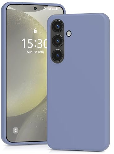 YATWIN Cover per Samsung Galaxy S24, Custodia in Silicone Morbido con Tagli di Precisione per Fotocamera, Protezione 360° con Bordi Rialzati, Grigio Lavanda