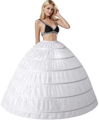 6 Ringe Unterröcke Petticoat Brautkleid Unterrock Reifrock Petticoat Kleid Hochzeit 6 Hoop Petticoat Für Hochzeitskleider, Abendkleider, Brautkleider, Ballkleider, Promkleider, Tanzen,Bar(Weiß,38)