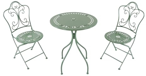AXI Marilou Bistroset 3-teilig aus Metall in Pastellgrün | Bistrotisch mit 2 Stühlen | Bistro Gartenmöbel Set für Garten/Balkon/Terrasse | Balkonset/Sitzgruppe.