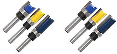 TsoLay 6 pezzi 1/4 Shank Flush Trim Router Bits modello Router Bit Set di punte per lavorazione del legno Top cuscinetti fresatura utensili