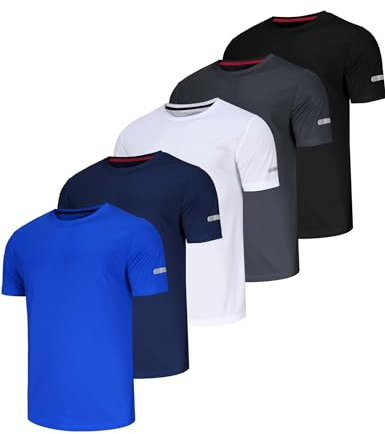 5 Pack Sport Tshirts Funzionale Camicia Uomo Palestra Camicia Asciugatura Rapida Traspirante Allenamento Asciugatura Rapida Traspirante Allenamento Uomo Corsa Camicia Manica Corta Magliette Uomo