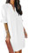 JOCAFIYE Frauen V-Ausschnitt Rüschen Hemdkleid Einfarbige Casual Sommer Kurzes Einfarbig Kleid White XXL