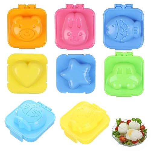8 Stück Eierformer für Gekochte Eier - Niedlich Onigiri Maker, 3D Cartoon Eierformer Gekochte Eier, Gekochte Zubehör für DIY Onigiri Sushi Gekochte