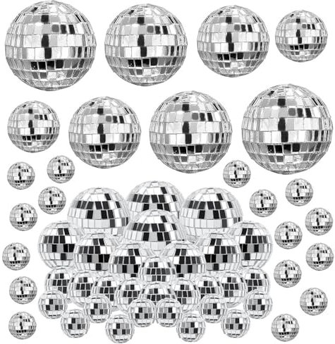 Discokugeln Set, 54 Stück Glänzend Discokugel Klein, Disco Ball Cake Toppers, Mini Discokugel Deko, Deko Discokugel für Kuchendekoration, Bar, Party, Urlaubsdekoration (2/3/4/5cm)
