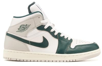 NIKE Air Jordan 1 Mid Se Mens Fashion Trainers in White Green - 9.5 UK