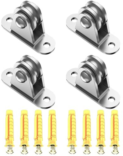 mizikuu 4 Pièces Poulies de Renvoi pour Cordes, Poulie de Levage Mouflage Petit Bloc de Poulie Silencieux Rouleau Système de Poulie pour Corde à Linge, Chargement Manutention, Déplacement