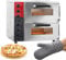 SONLED Forno Elettrico per Pizza, Forno per Pizza A Doppio Piano da appoggio da 16 Pollici con Finestra in Vetro, con Timer E Controllo della Temperatura, Forno per Pizza Interno Multiuso