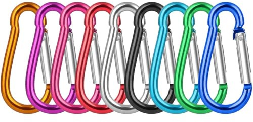 9 Stück Karabiner Klein Schlüsselanhänger Mini Karabinerhaken Karabiner Schlüsselanhänger Bunt Aluminium für Outdoor Camping Zuhause Wandern