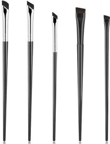 5 Stück Abgewinkelter Augenbrauen Pinsel Eyeliner Pinsel abgewinkelt feine abgeschrägte flache Winkel Lidschattenpinsel Set, Augenpinsel Augen Makeup Werkzeug Set, Präzisions Eyeliner Pinsel Set