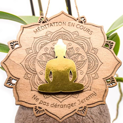 Panneau de porte en bois yoga, méditation, texte personnalisable, méditation en cours, ne pas déranger, décoration de porte