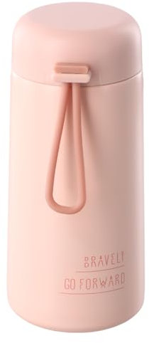 Petaca Pequeña de 270 ml, Mini Botella Termica, Acero Inoxidable 304, Portátil Bebida Botella de Agua Termos, Termo Cafe Pequeño para Viajes, Gimnasio (Rosa)