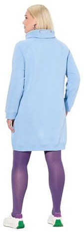 Ulla Popken Damen große Größen Übergrößen Plus Size Sweatkleid, Stehkragen, Langarm, Taschen lichtblau 54+ 825247720-54+