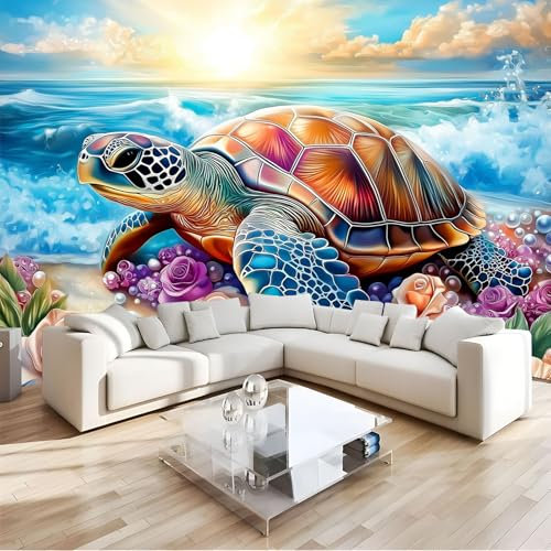 Fotomurales Tortugas De Playa 400X280Cm Papel Pintado Seda Decoración De Pared Decorativos Murales Moderna De Diseno Fotográfico Animales Marinos 3D Decorativos Murales