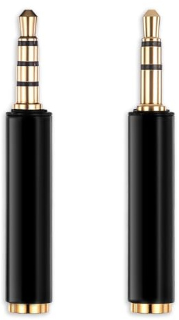 Adaptateur TRS mâle 3,5 mm vers femelle TRRS 3,5 mm pour appareil photo/caméscopes, adaptateur audio TRRS vers TRS compatible avec appareils photos/caméscopes/enregistreurs similaires avec prise micro
